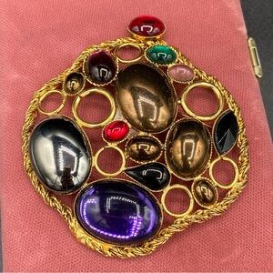 Vintage Signed FERRARI Massive Gripoix Mogul Jewel Tone Statement Brooch